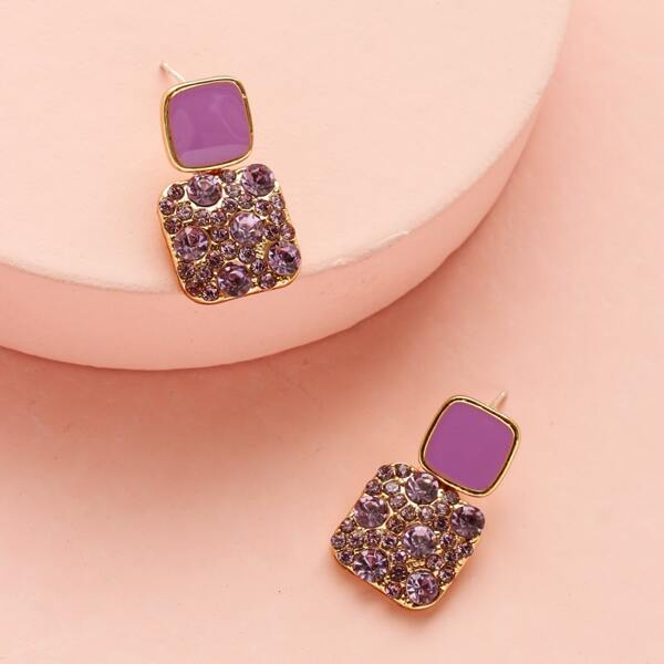 

Rhinestone Decor Drop Earrings, Purple