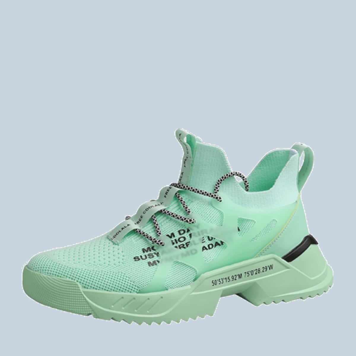 

Guys Lace Up Decor Letter Graphic Chunky Sneakers, Green