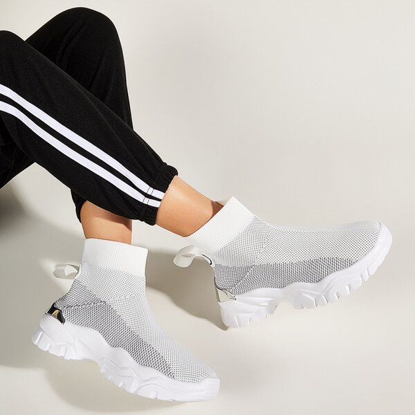 

Wide Fit High Top Chunky Sneakers, White