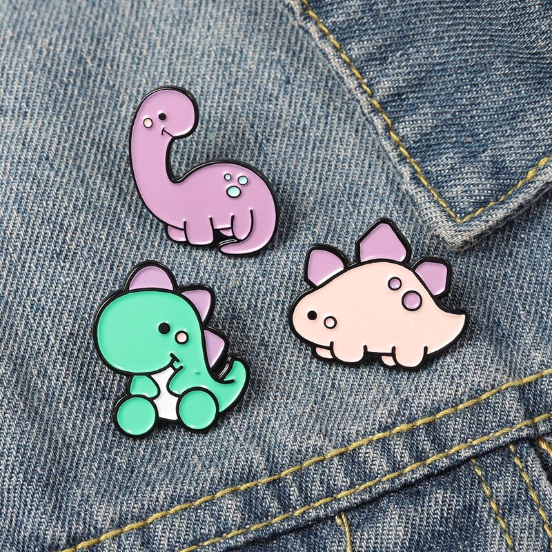 

3pcs Cartoon Dinosaur Design Brooch, Multicolor