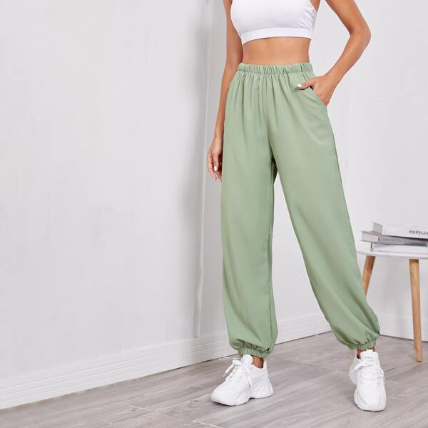 

Slant Pocket Sports Sweatpants, Mint green
