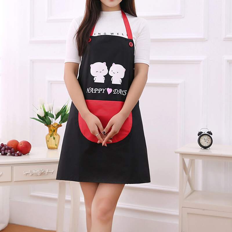 Cartoon Graphic Apron, Black