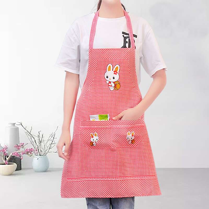

Cartoon Rabbit Print Apron, Red