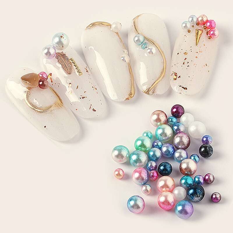 

1box Faux Pearl Nail Art Decoration, Multicolor