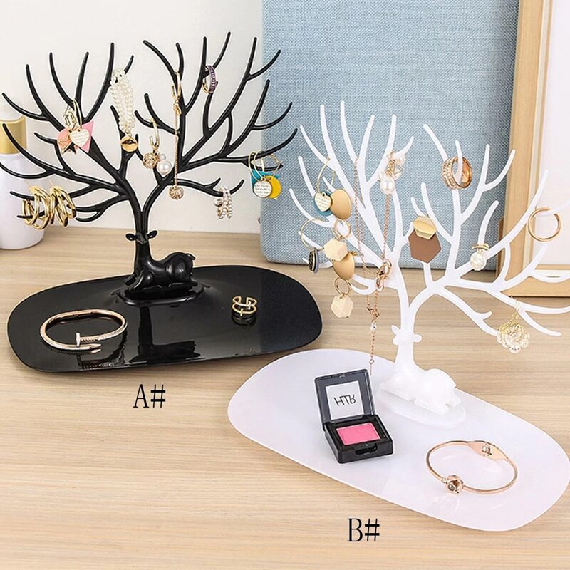 

1pc Elk Head Jewelry Display Rack, Black and white