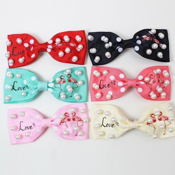

6pcs Baby Faux Pearl Decor Hair Clip, Multicolor