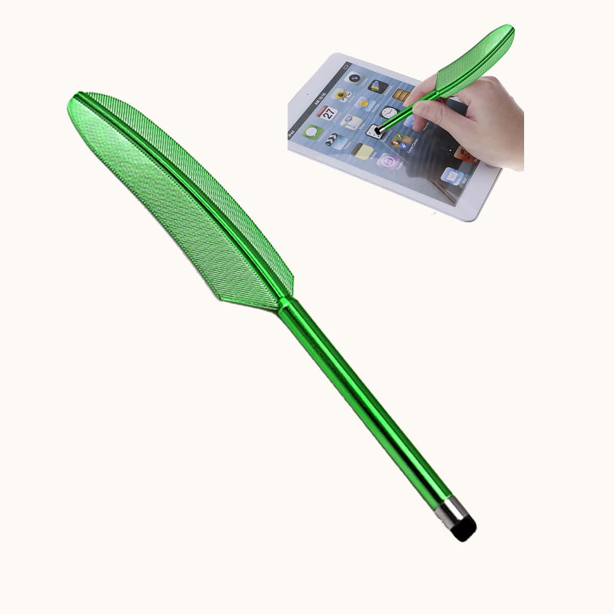 

1pc Feather Shaped Stylus Pen, Green