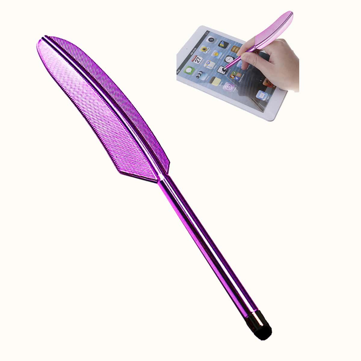 

1pc Feather Shaped Stylus Pen, Purple