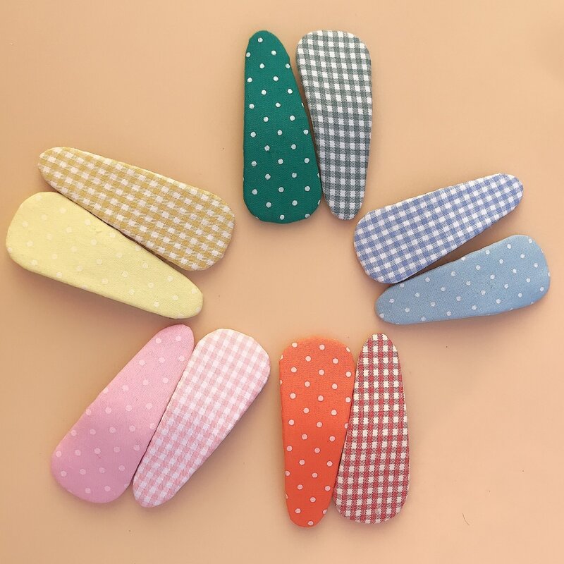 

2pcs Random Polka Dot & Gingham Hair Clip, Multicolor