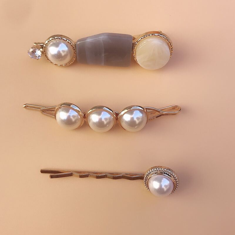 

3pcs Faux Pearl Hair Clip, Multicolor