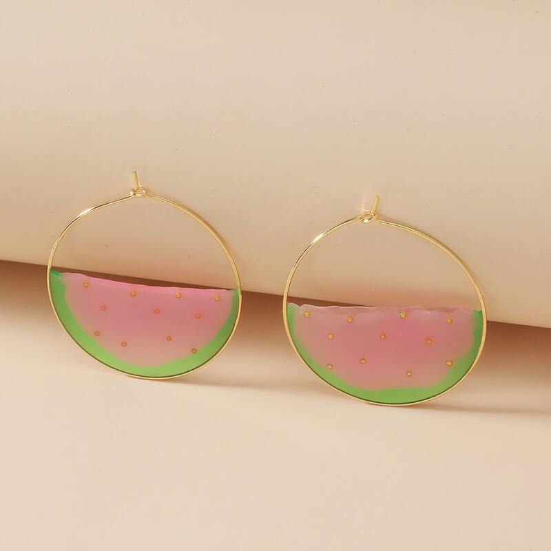 

Watermelon Hoop Earrings, Multicolor
