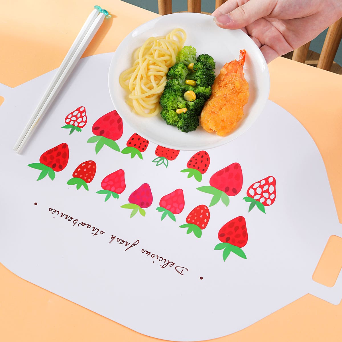 

Strawberry Print Placemat, White