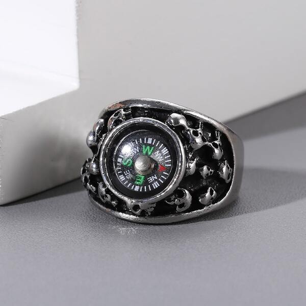 

Men Skull Decor Ring, Silver