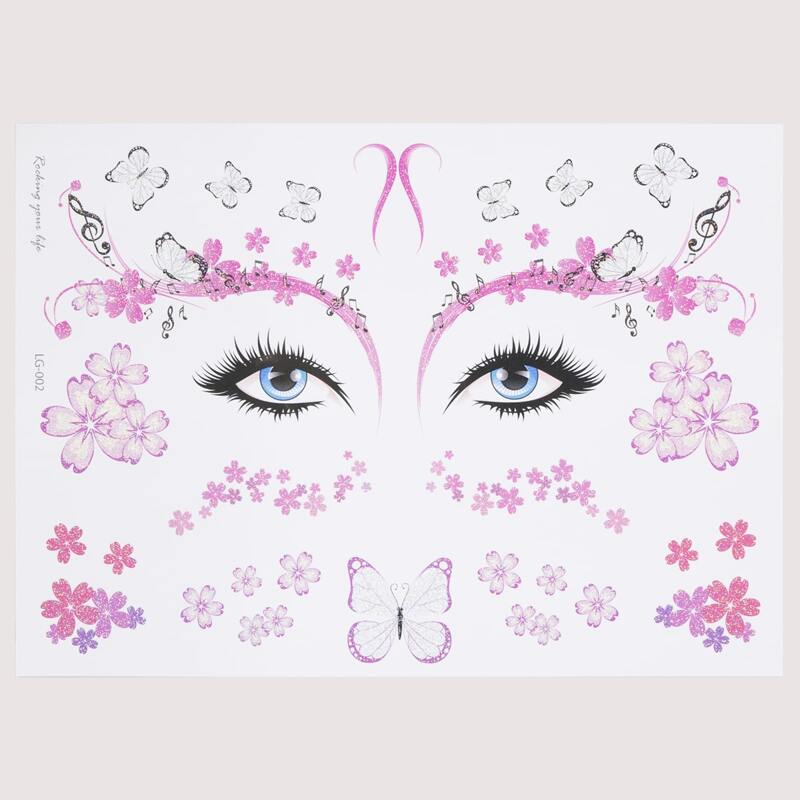 

1sheet Floral & Eye Pattern Tattoo Sticker, Multicolor