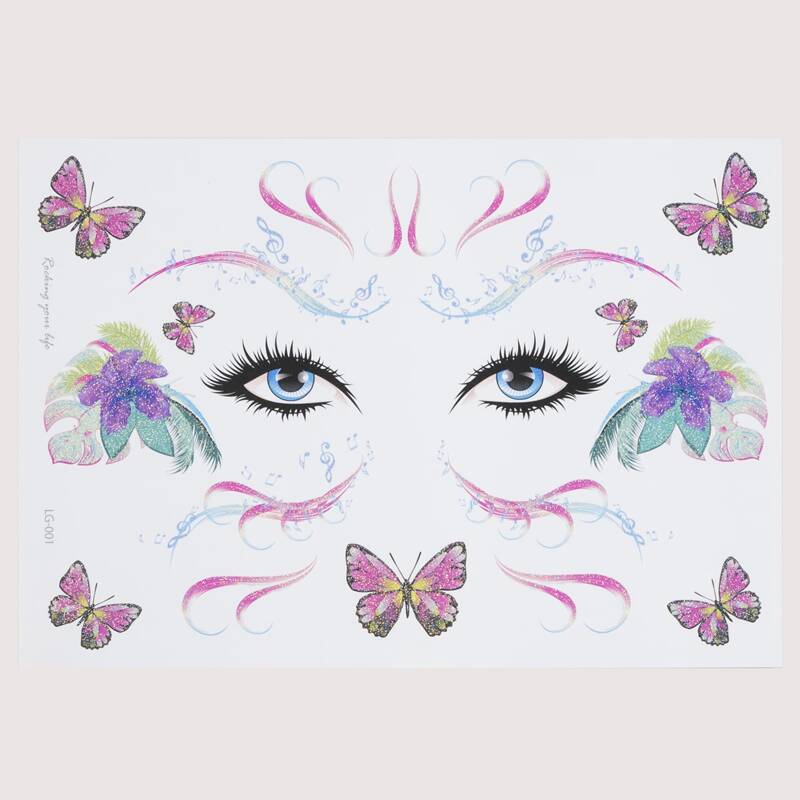 

1sheet Floral & Eye Pattern Tattoo Sticker, Multicolor