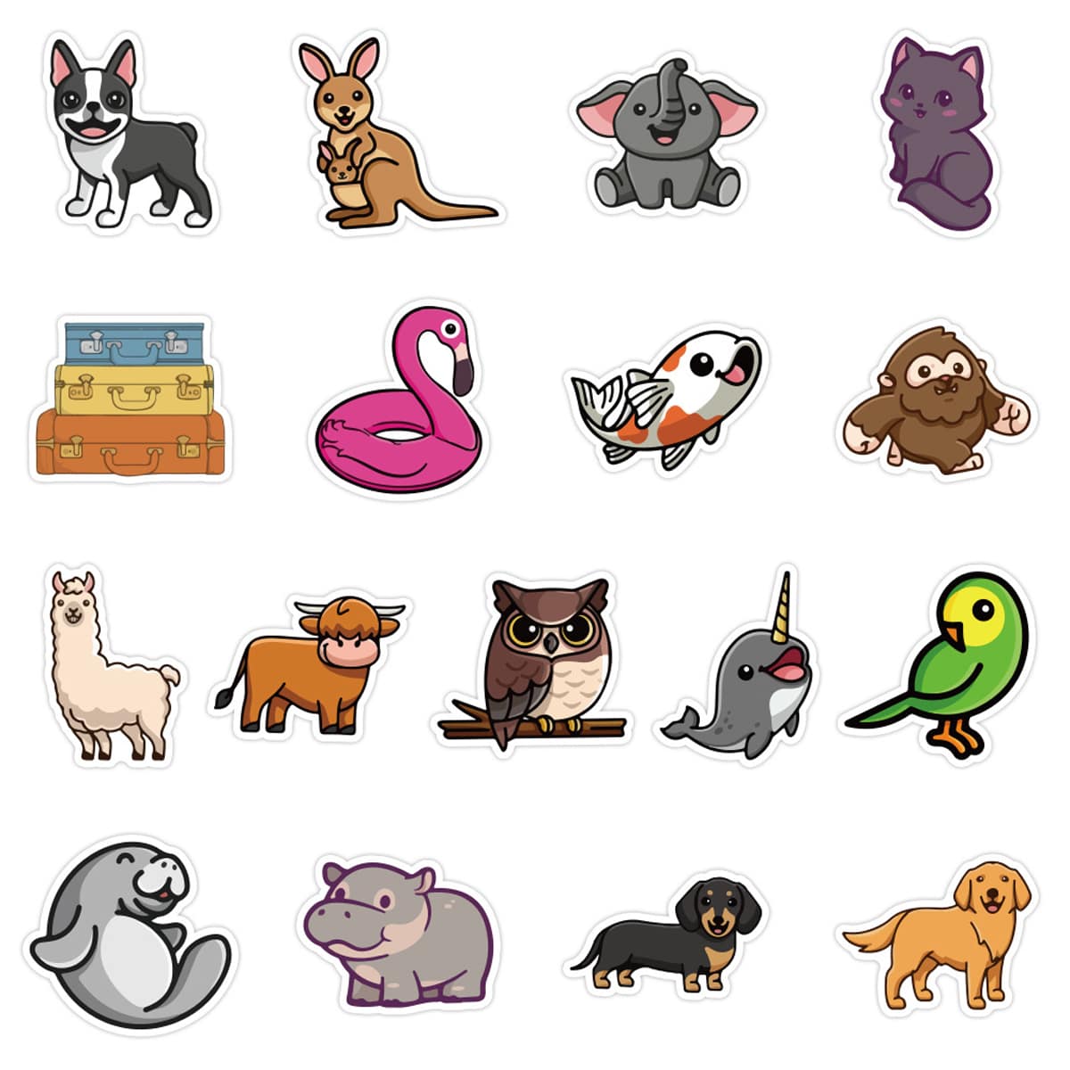 

50pcs Cartoon Animal Sticker, Multicolor