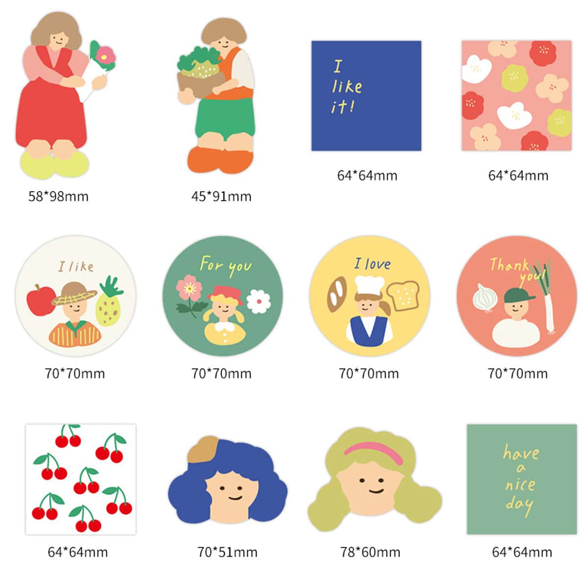 

9pcs Cartoon Sticker, Multicolor
