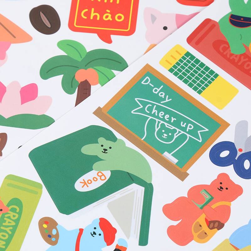 

1sheet Cartoon Bear Sticker, Multicolor