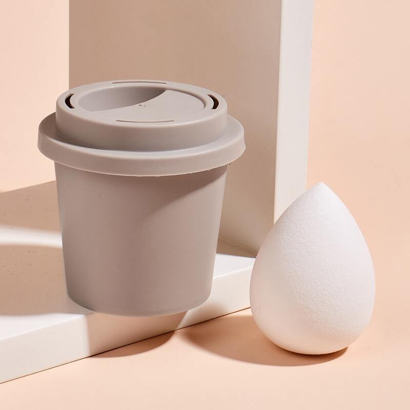 

1pc Drop Shaped Makeup Sponge With 1pc Storage Box, White
