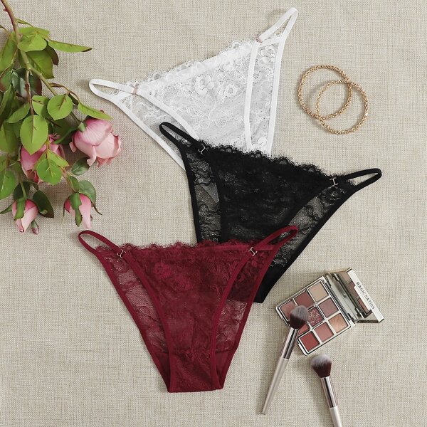 

3pack Floral Lace Panty Set, Multicolor