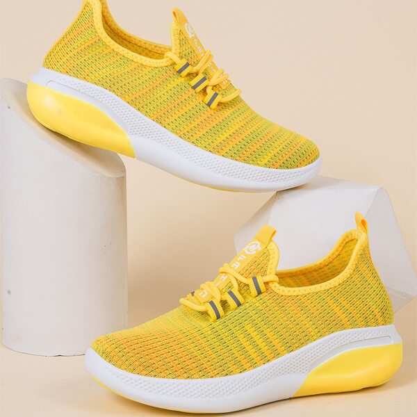 

Lace-up Decor Wide Fit Sneakers, Yellow