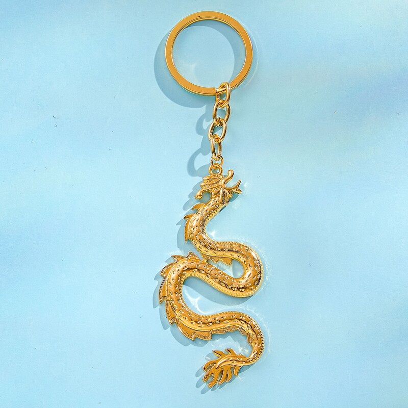 

Guys Chinese Dragon Charm Keychain, Gold