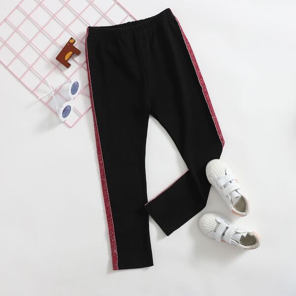 

Toddler Girls Side Glitter Tape Leggings, Black