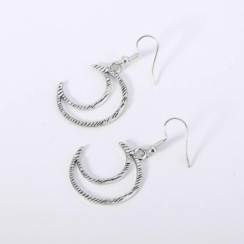

Moon Drop Earrings, Silver
