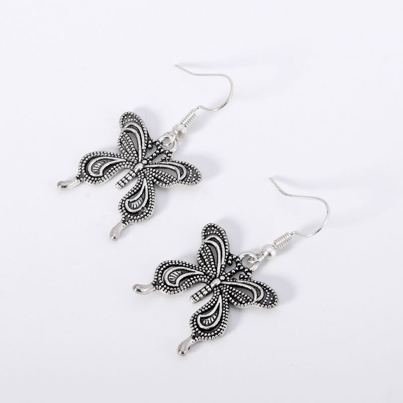 

Butterfly Drop Earrings, Silver