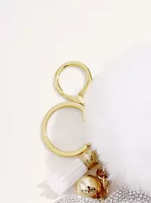 1pc Ladies' Rhinestone Inlaid Korean Velvet Solid Color Heart Shaped Keychain With Love & Pom Pom For Valentine's Day, Mother's Day, Wedding Souvenir Valentines Car Accessories Bag Charm Backpack For School Cute Goth Y2k Christmas Gift Ideas Bag Accessories Lanyards With Id Holder Car Accessories Bag Charms Car Accessories Teacher Friend Sister - White - View 3