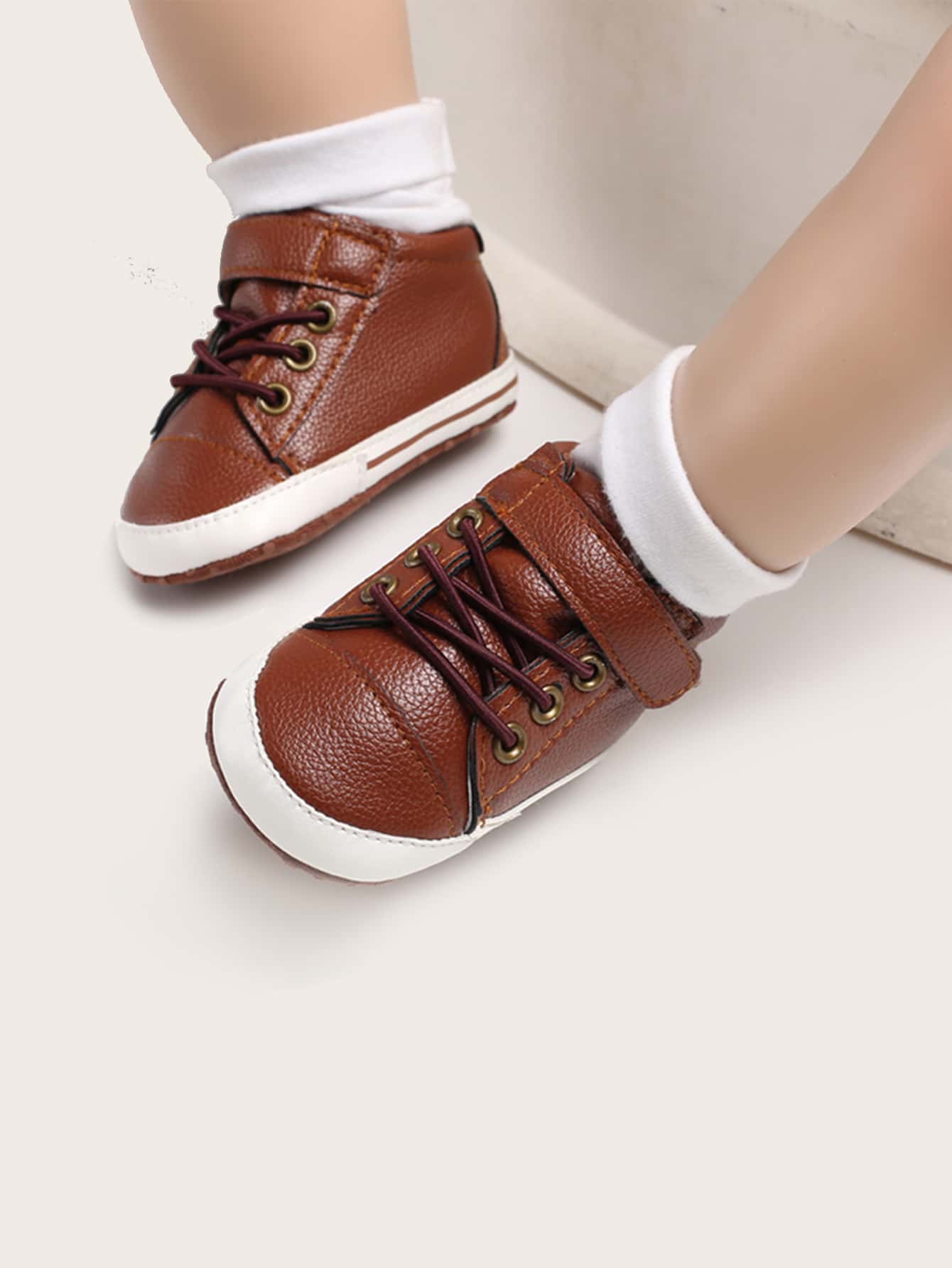 Infant Boys Hook-And-Loop Fastener Strap Sneakers - Coffee Brown - View 1