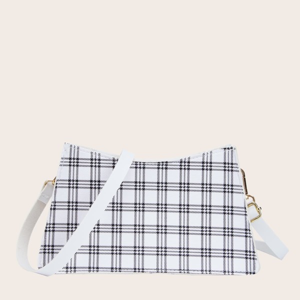 

Plaid Crossbody Bag, White