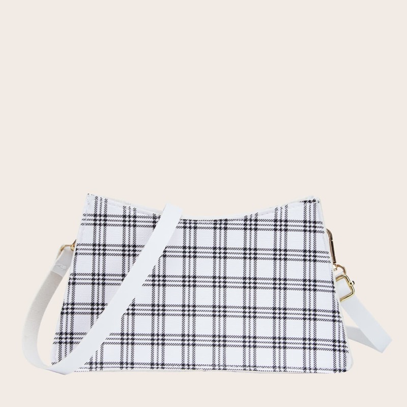 

Plaid Crossbody Bag, White