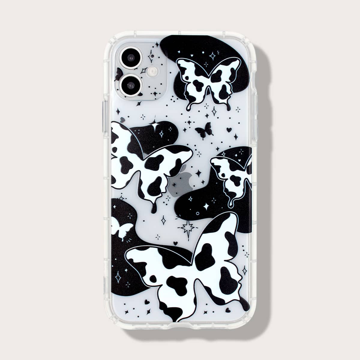 

Butterfly Print Clear iPhone Case, Black and white