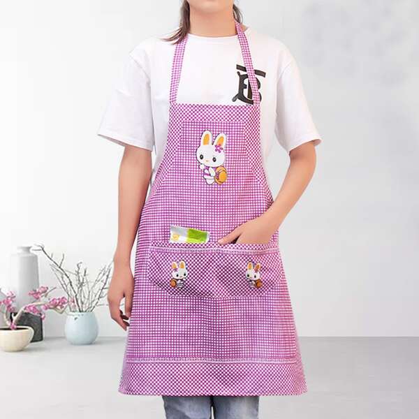 

Cartoon Rabbit Print Apron, Purple