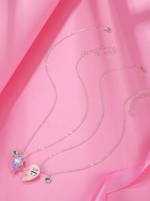 2入組小女童心形吊墜項鍊