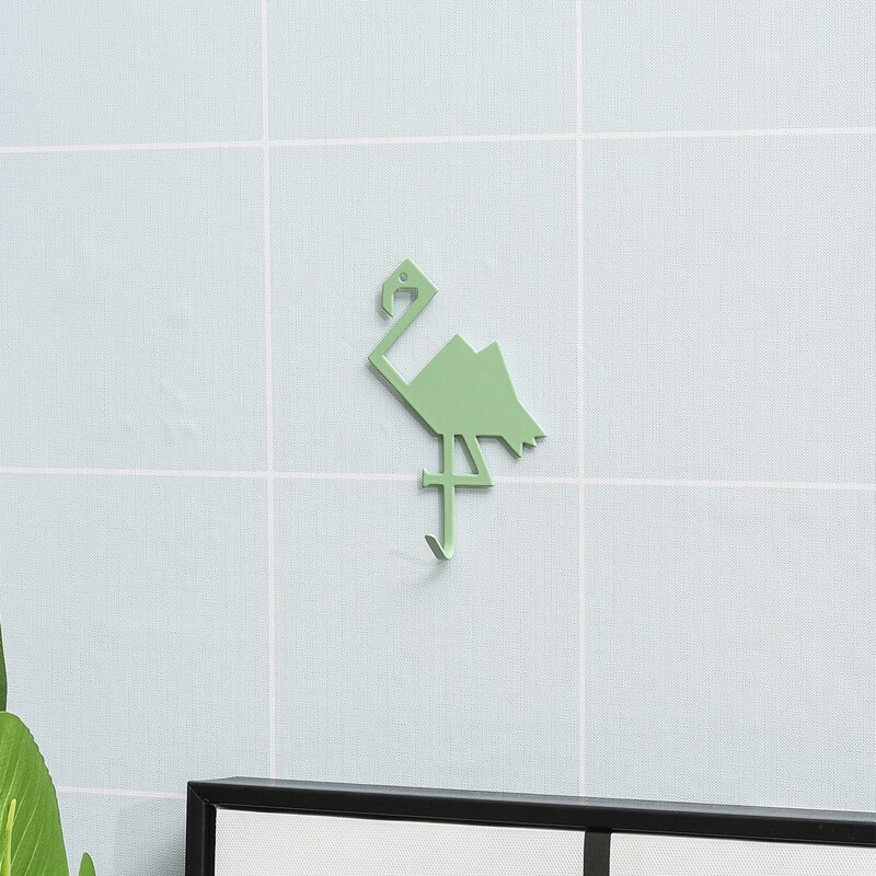 

1pc Flamingo Shaped Wall Hook, Green