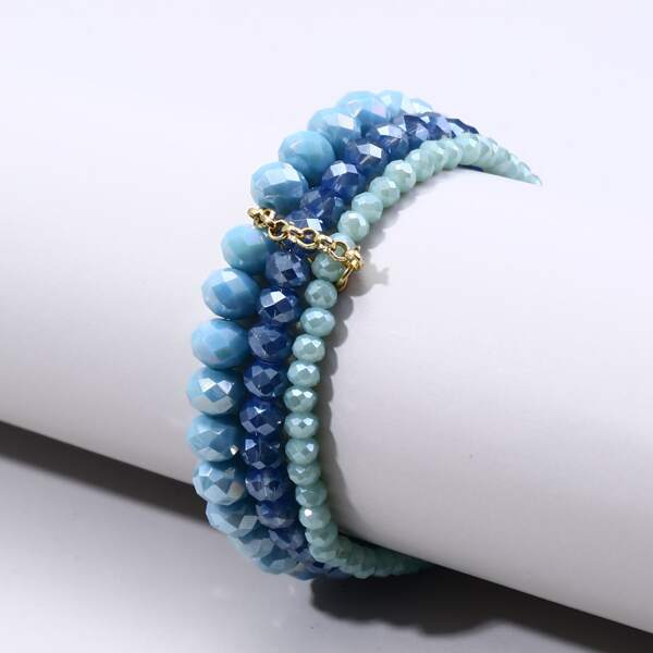 

3pcs Simple Beaded Bracelet, Multicolor