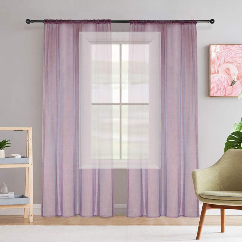 

1pc Solid Sheer Curtain, Purple