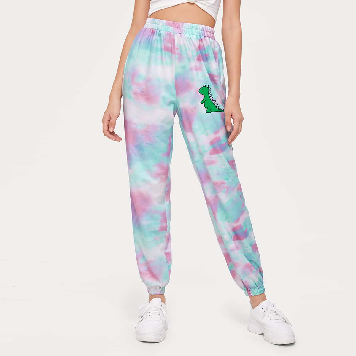 

Cartoon Graphic Tie Dye Sweatpants, Multicolor