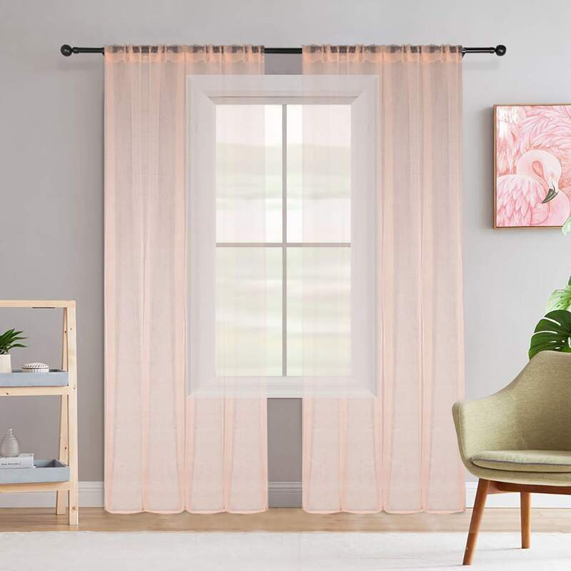 

1pc Solid Sheer Curtain, Orange