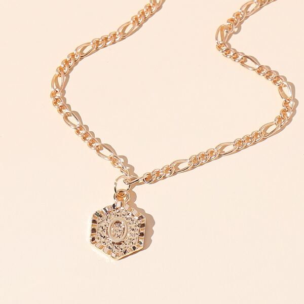 

Letter Design Geometric Charm Necklace, Gold