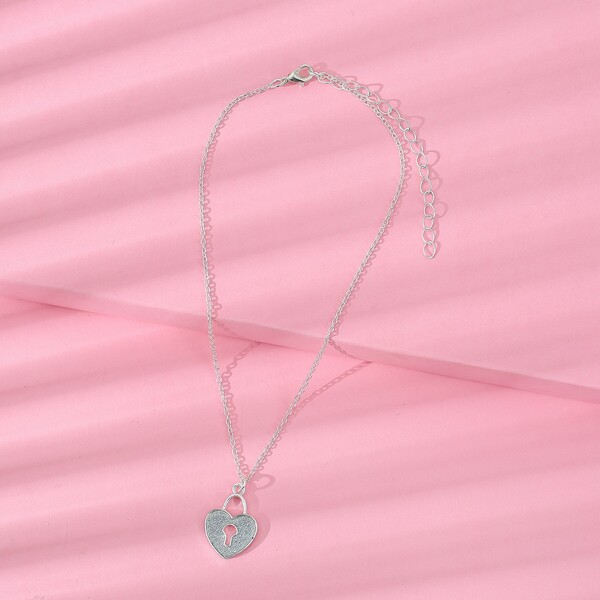 

Toddler Girls Heart Charm Necklace, Silver