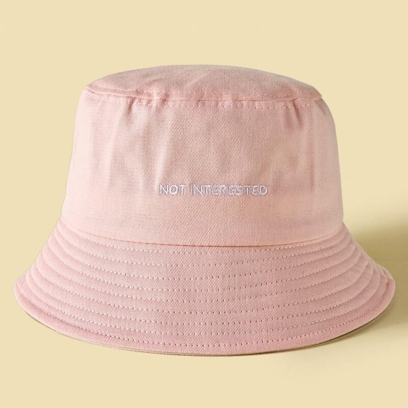 

Letter Embroidery Bucket Hat, Pink