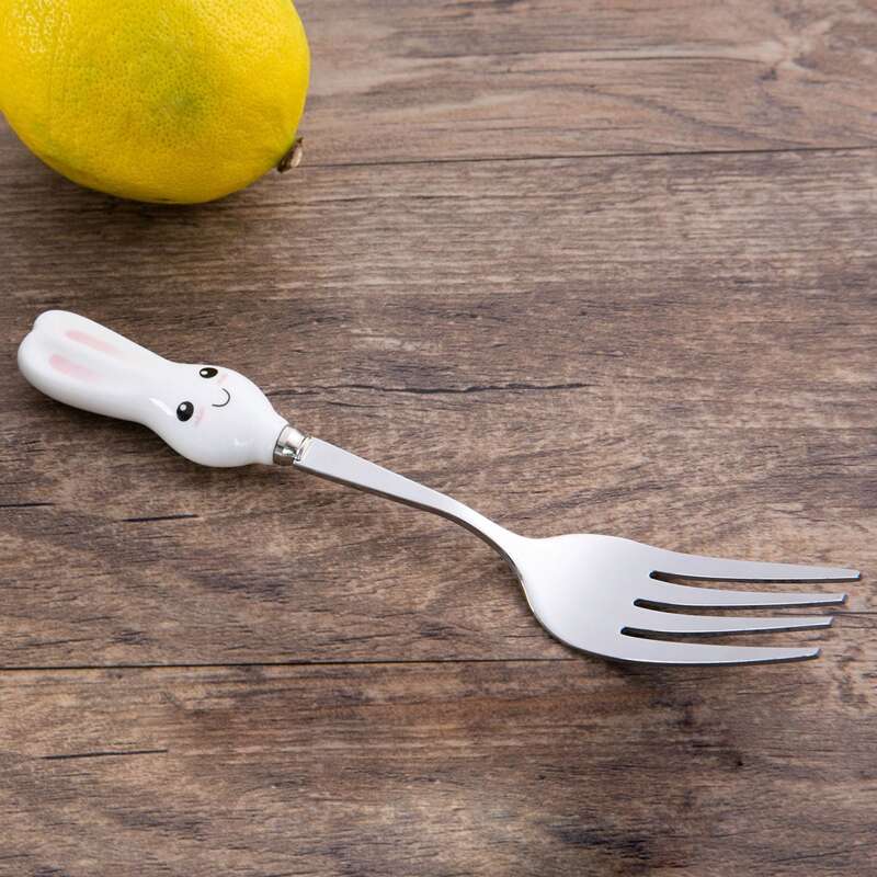 

1pc Kids Cartoon Rabbit Fork, Silver