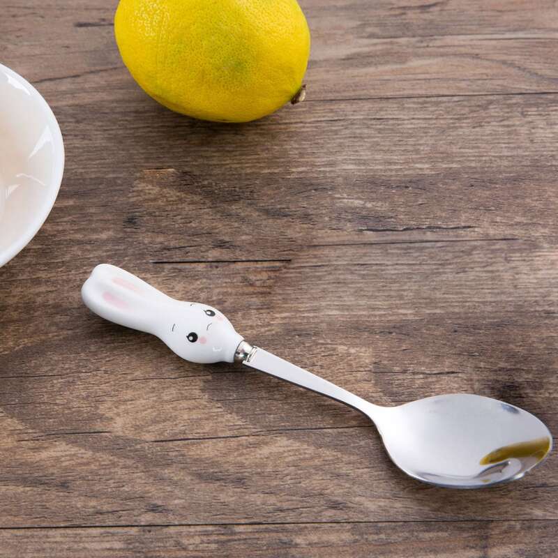 

1pc Kids Cartoon Rabbit Spoon, Silver