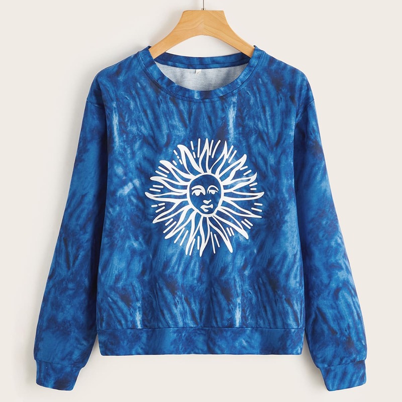 

Sun Graphic Tie Dye Sweatshirt, Blue
