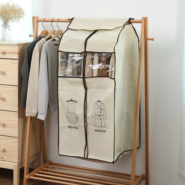 

1pc Wide Clothes Dust Storage Bag, Beige