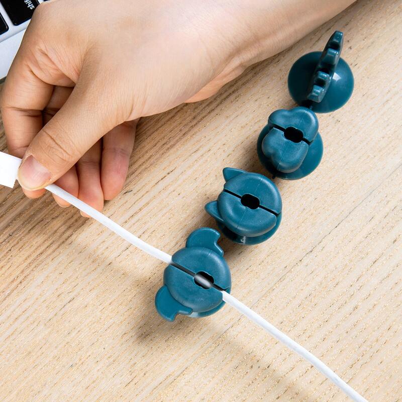 

4pcs Desktop Data Line Organizer, Blue