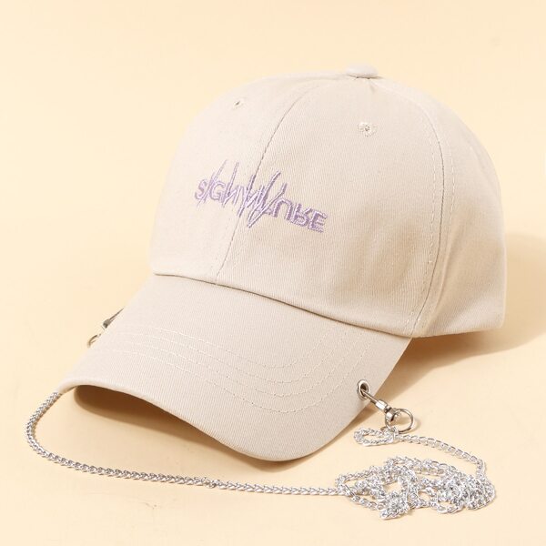 

Men Chain Decor Baseball Cap, Beige